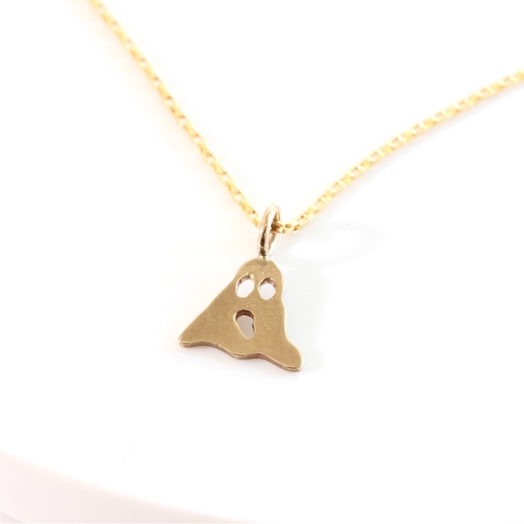 🎃 14K Gold Filled Ghost Necklace – 18” Chain - Picture 2 of 8